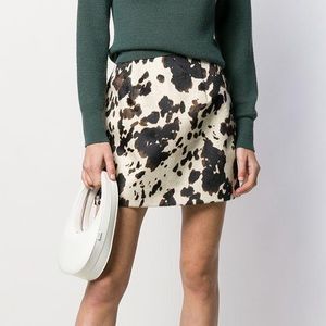 EUC ALEXACHUNG faux cow hide mini skirt
